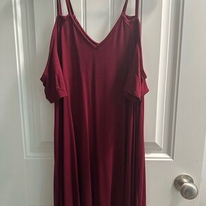 Jolie Deep Red Cold Shoulder Dress